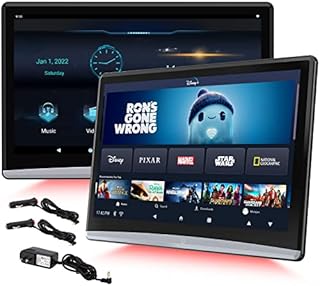 DDAUTO 12.4 inch Dual Android 10 Headrest Video Players with WiFi, Sync Screen Tablets Phone Mirror Car Back Seat TV Monitors, IPS Touch Screen 4K, Play Netflix Movies YouTube -DD125N9