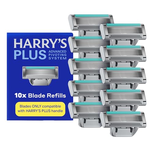 Harry's Plus Razor Refills - 10 Razor Blade Cartridges - Compact Cartridge Design for Precise Control - Shaving Kit for Men