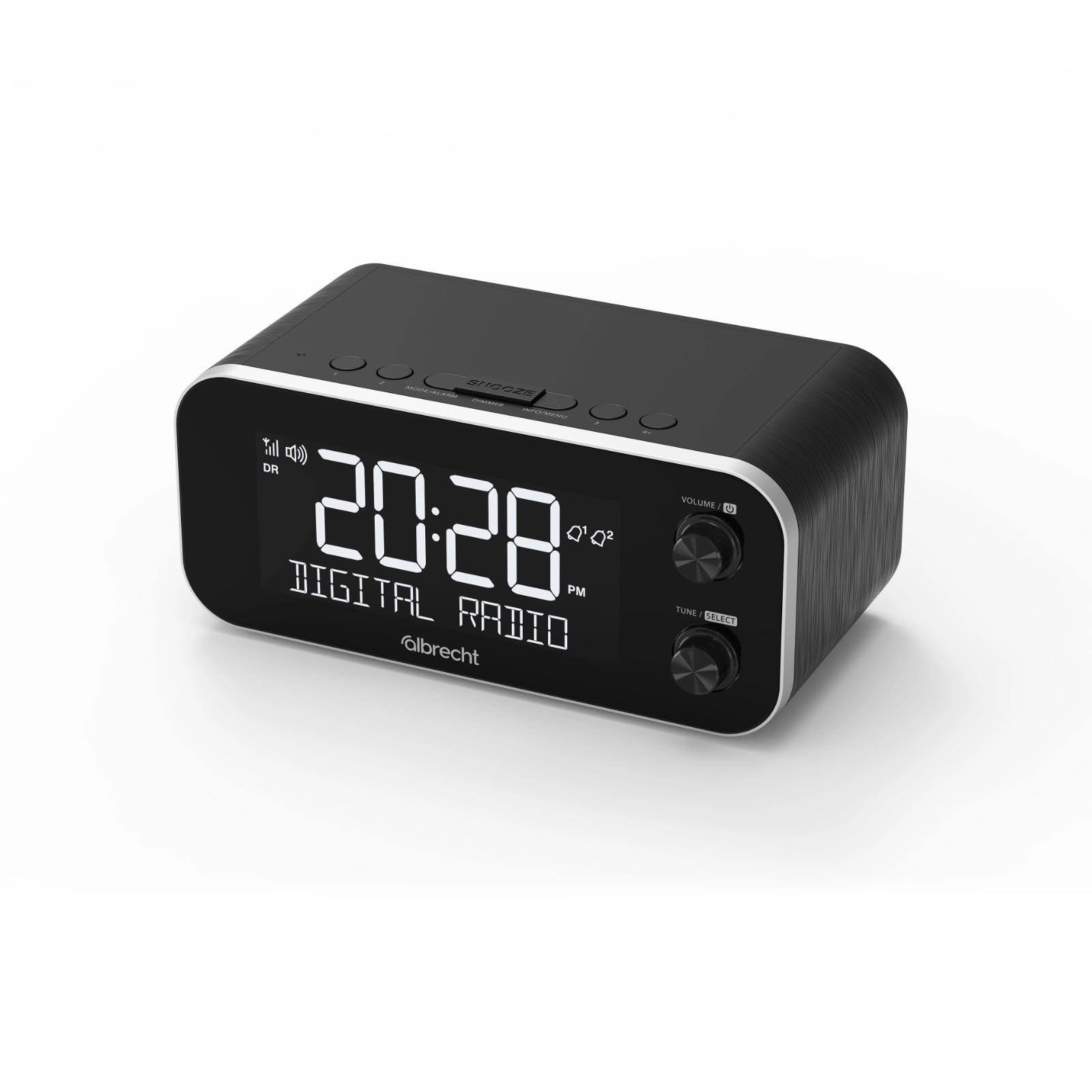 Albrecht DR 455 Radiowecker DAB+ und UKW | ASA Alarmfunktion für Sicherheitsmeldungen | 5-Zoll-Display abschaltbar | Crescendo & Snooze