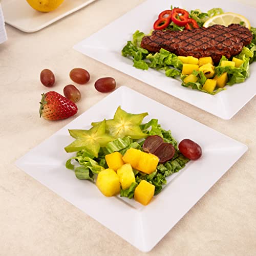 Bucla 60Pieces White Plastic Plates – 7Inch White Square Disposable Plates- Premium Disposable Wedding Party Plastic Dessert/Salad Plates #TOP1