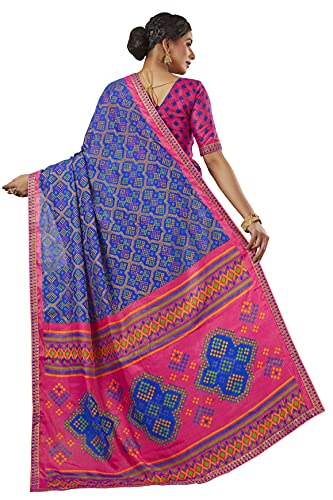 Image of Glory Sarees Women's Brasso Saree with Blouse Piece (Brasso Bandhani101Parent)