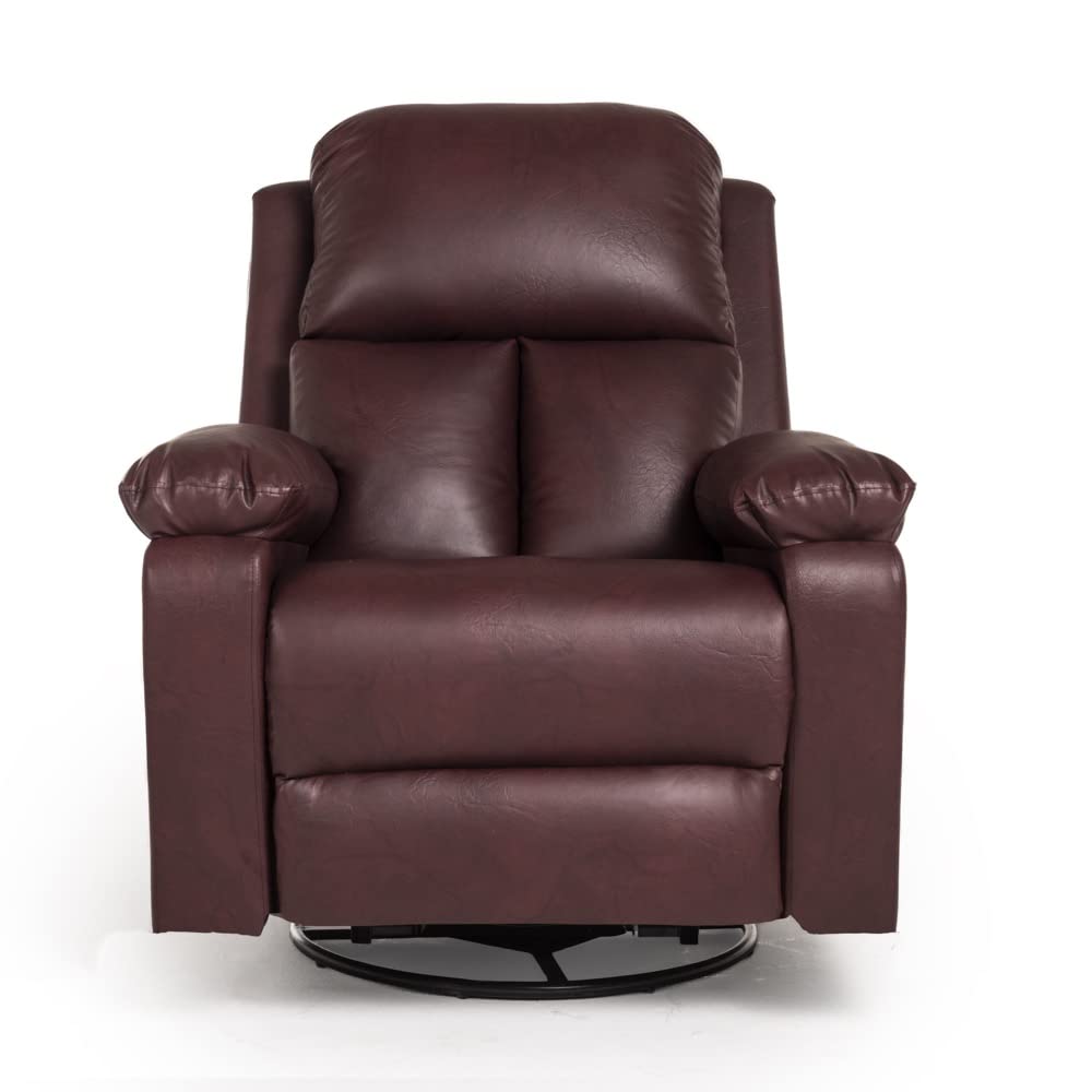 Wakefit Recliner | 3 Years Warranty | Leatherette Fabric Rocking & Revolving Recliner Sofa 1 Seater | Recliner Chair | Stargazer - Sangria