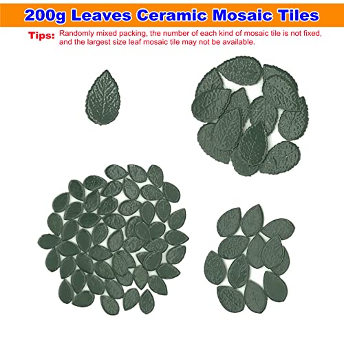 200G Leaves Shape Stained Ceramic Mosaic Tiles For Crafts , 0.9"~2" Various Sizes Mosaic Pieces, Porcelain Mosaic Tiles For Home Decoration (Green) #TOP2