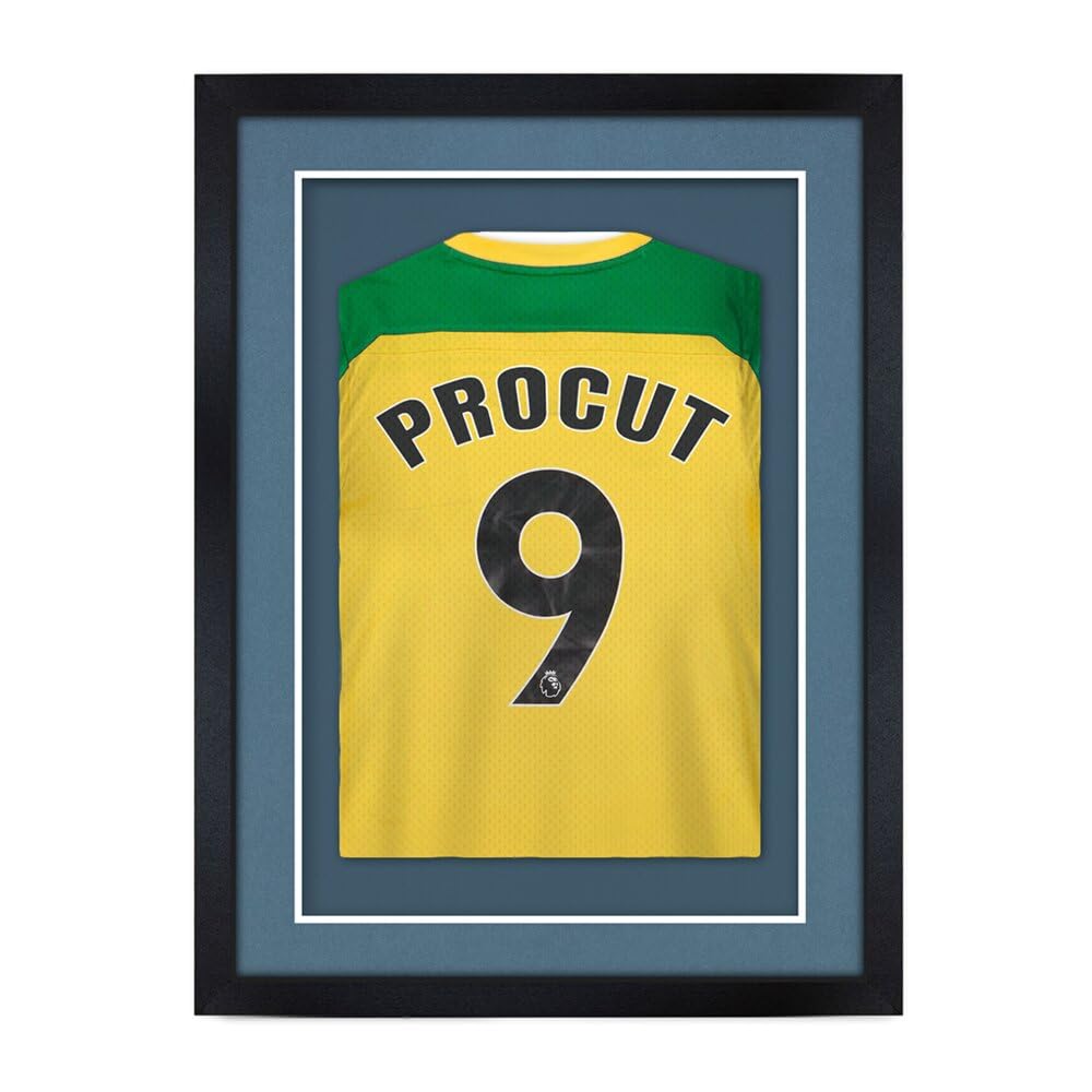 Procut Global 70x50CM Junior Football Shirt Frame | 3D Deep Box with Pompadour Mount - 50x34CM Sport Shirt Window, Cricket, Rugby & Marathon Jerseys | DIY Kit with Mount & Perspex Front | Matte Black