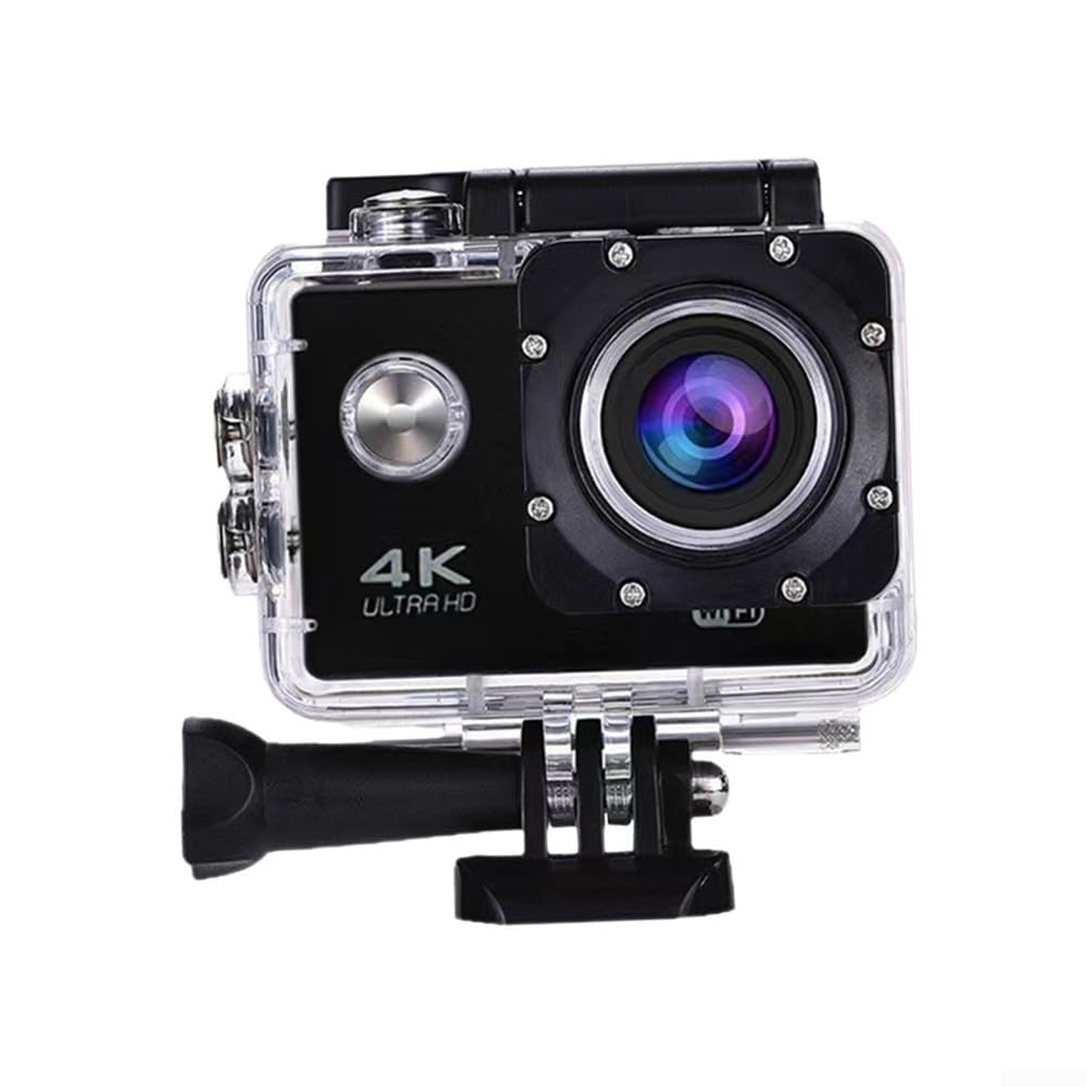 Action Camera Ultra HD 4K, stabilizzazione dell'immagine avanzata, alloggiamento impermeabile fino a 30 metri per montaggio su casco da ciclismo (nero)
