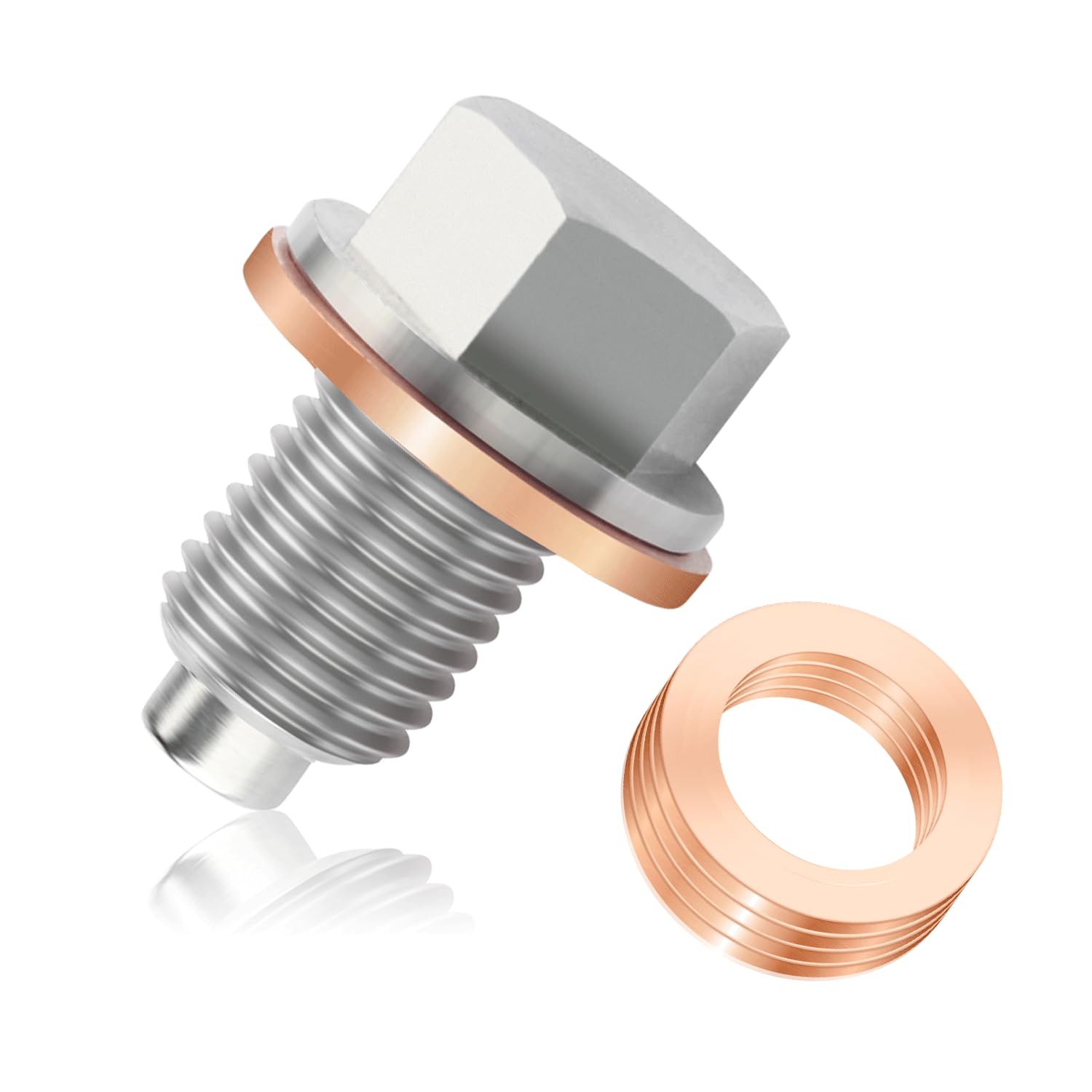 Tappo Coppa Olio Motore Magnetico M12x1.5 con 5 Rondella Tappo Scarico Olio,OEM#58030021000 Tappo Scarico Olio Motor e Guarnizioni,Compatibile con BMW Mercedes-Benz Honda (M12x1.5)
