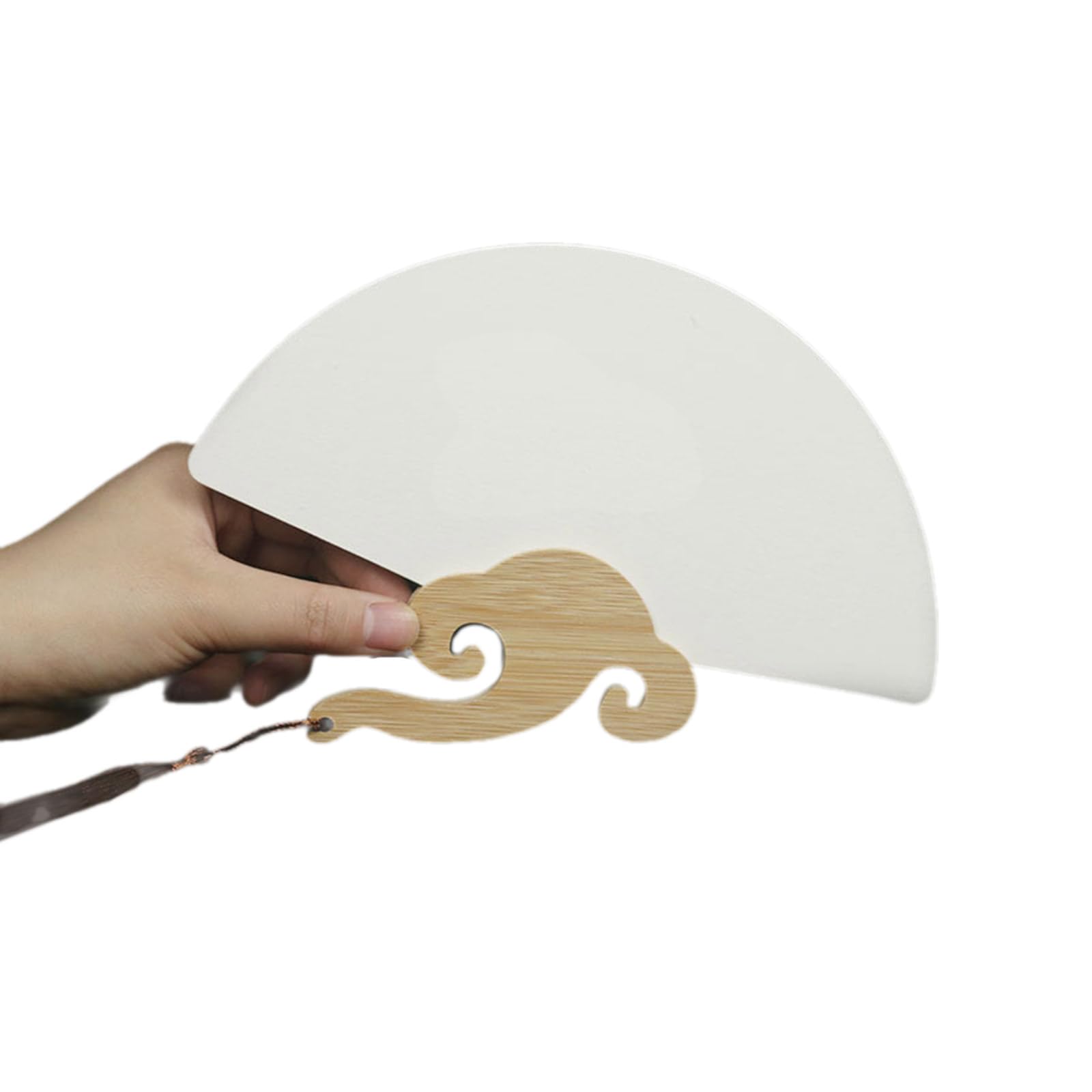 Buxuaaaa G Round Fan With Tassels Diys Fan Wood Handle Chinese Rice Paper Handheld Party Supplies Ift Traditional Round Paper