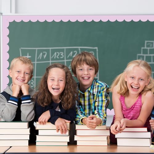 Image of 65 ft Purple Scalloped Bulletin Board Borders Pastel Classroom Border Trim Colorful Borders Stickers Rolled Decorations for Classroom School Office Home Chalkboard Whiteboard Cork