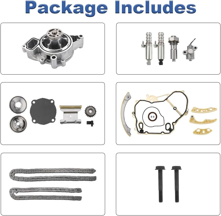 Timing Chain Kit with Water Pump Compatible with GMC Terrain Chevy Equinox Captiva Malibu Impala HHR Cobalt, Pontiac G5 2009-2017 Replacement for 9-4201S 90537632