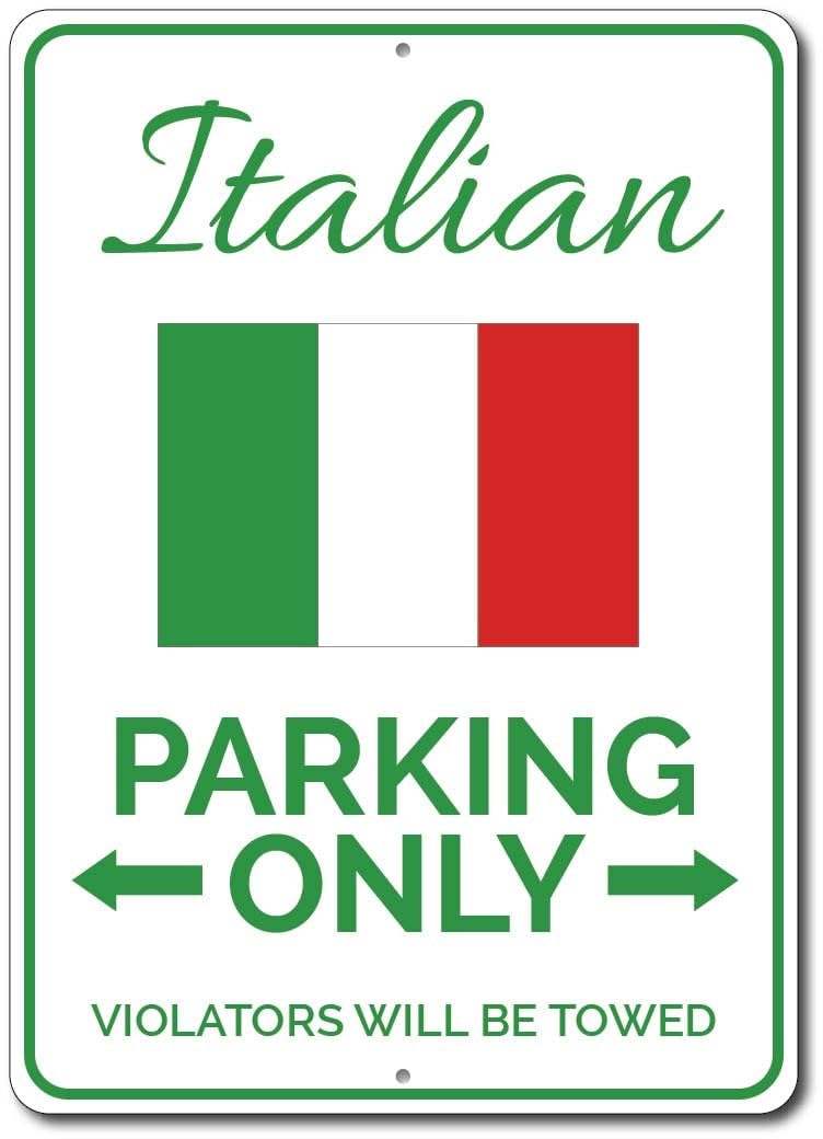Bigccaee Italian Parking Sign, Italian Flag Sign, Irish Man Cave Decor, Tin Sign For Italian, Italy Tin Sign｜Vintage Wall Decor Aluminium Sign,24Ja05Saa16 Retro Metal Tin Sign 8X12 Inches