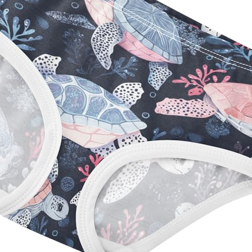Wusikd Cute Turtles Girls' Underwear Cotton Sea Beach Girls Briefs Soft Toddler Underwear 2T4