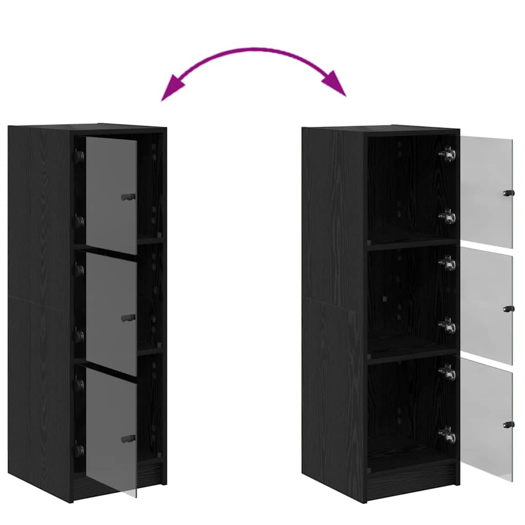 vidaXL Alacena Roble Negro 35 x 37 x 109 cm Madera contrachapada, Comedor, aparador rústico, Mueble versátil, Almacenamiento en Madera, Armario con Puerta de Vidrio