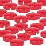 Royal Imports Red Floating Candles 3' - Made in USA Pack of 12 Unscented Dripless Wax Discs - 10 Hour Burn Time - for Centerpieces, Weddings, Events, Home Décor