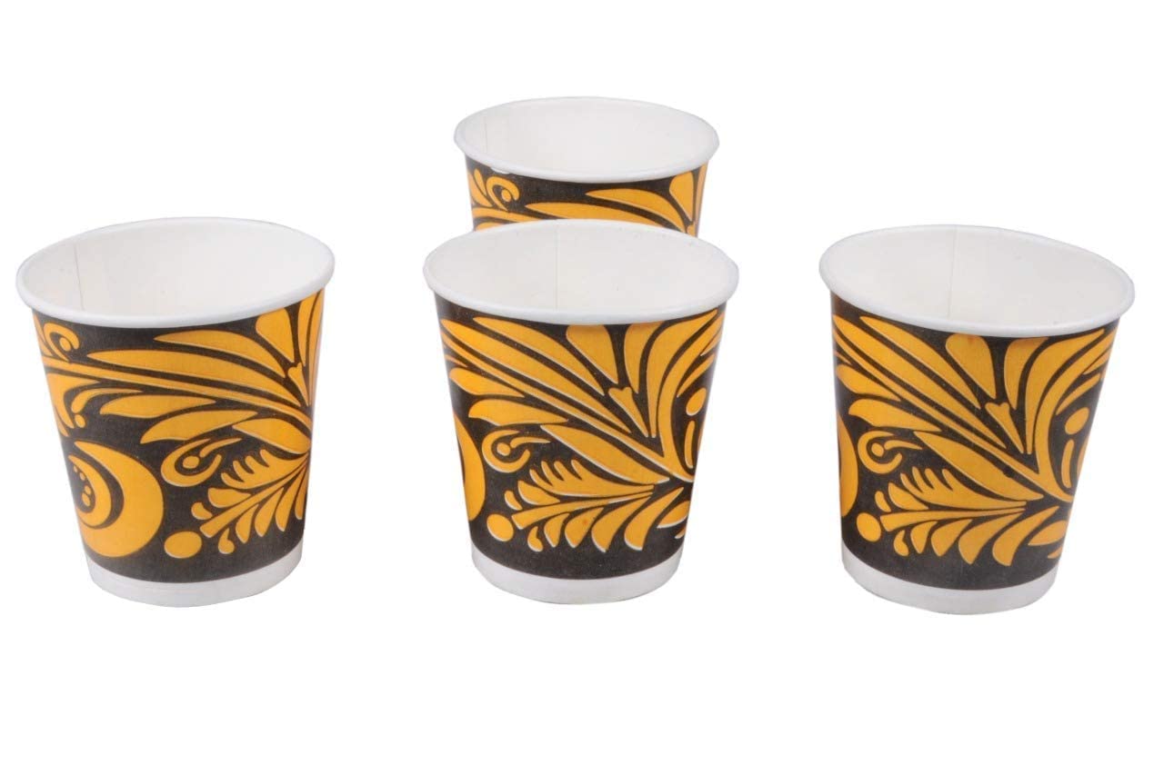Amit Marketing Paper Disposable Printed Cup | Eco-Friendly Double Wall Safe for Hot and Cold Beverages | for Tea/Coffee, Juice Party Event Travel Wedding Office (Set of 100 Pcs - 65ml)