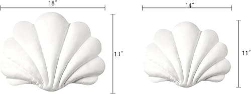Miniatura 5 de Ashler - Almohadas 3D con forma de concha, cojín de terciopelo suave incluido para sofá, cama, sala de estar, paquete de 1, color blanco hueso, 18 x