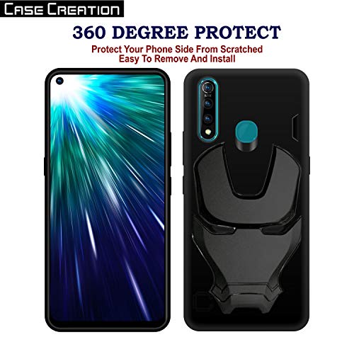 Image of COVERLY Official 3D Touch Feel Trending Avengers Logo Mask Soft Rugged Grip Silicone Iron Man Super Power Cartoon Movie Engraved Silicone Matte Back Cover for Vivo Z1 Pro -HD Black Avenger