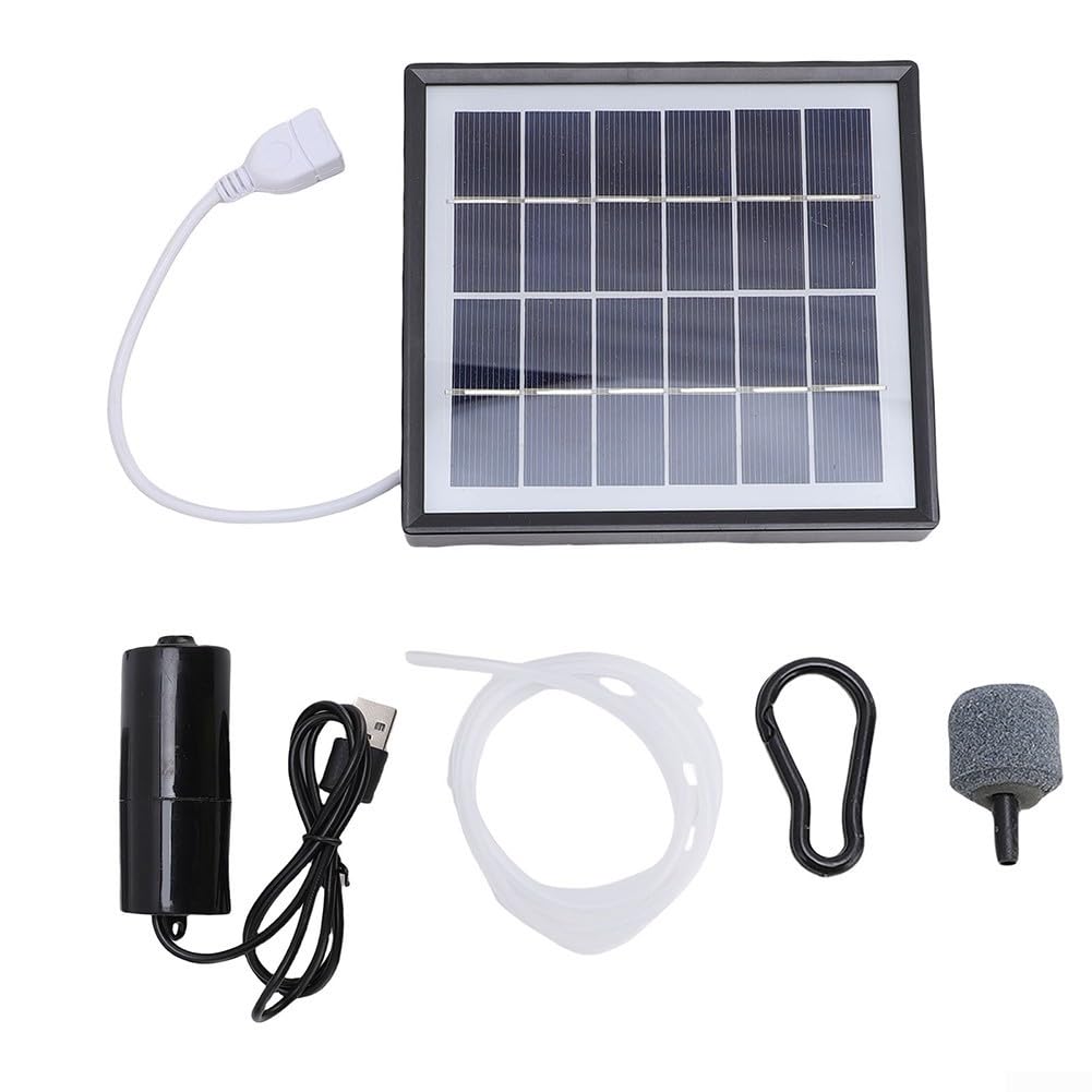 Kit de bomba de aire solar de 10 W, kit de aireador portátil para pecera, bomba de oxígeno USB de 5 V con piedra de aire