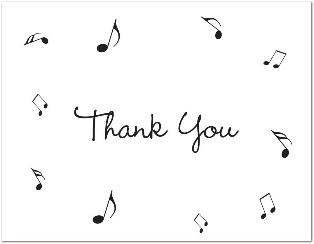 MyExpression.com 50 Music Notes Thank You Cards (Black)