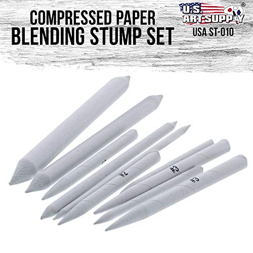 Us Art Supply 10 Piece Artist Blending Stump And Tortillion Art Blenders - Pencil, Charcoal, Graphite, Colored Pencils #TOP1