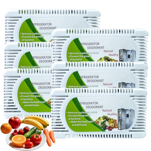 6 Pack Fridge Deodorizer, Refrigerator and Freezer Deodorizer Odor Eliminator Reusable, Unscented...