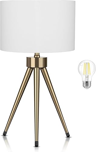 Lámpara de mesa trípode con control táctil de 23.8 pulgadas, lámpara de noche regulable de 3 vías para dormitorio, lámpara de mesita de noche con