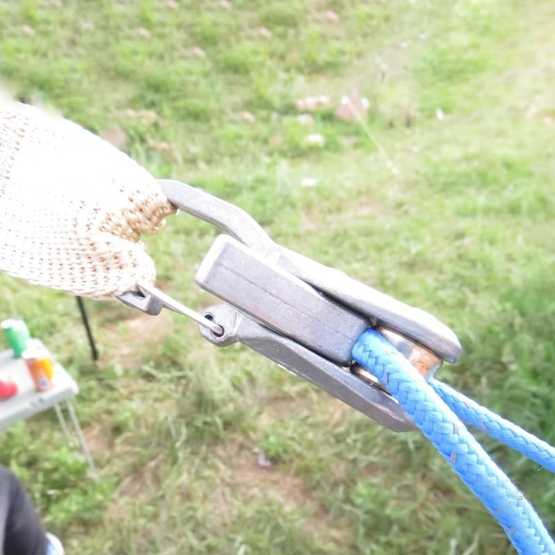 Heavy Duty Rope Hanger with Ratchet Tensioner and Carabiners, Adjustable Paracord Tie Down for Camping and Boating, Secure Locking Mechanism for Tents and Tarps, Multi-Purpose Outdoor Tie-Down Tool