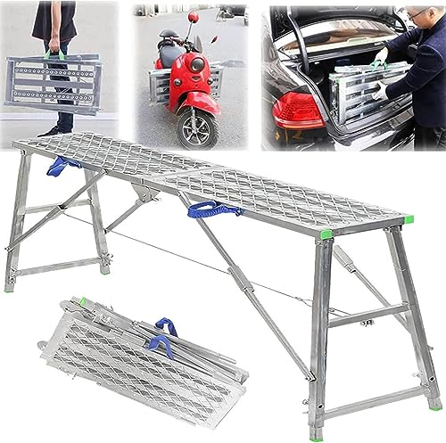 Échafaudage pliable avec plateforme stable échelle réglable et établi