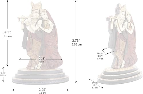 Miniatura 6 de Estatua tallada en madera de Radha Krishna de 4 pulgadas en maderas duras exóticas - Ídolo de Radha Krishna de madera multicapa hecho a mano para
