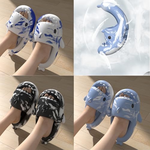 Image of allgala Shark Slides for Women Men and Big Kids Novelty Soft Slippers Open Toe Shark Sandals Cushioned Slides Beach Pool Shower Cruise Slippers with Comfy Cushioned Thick Sole