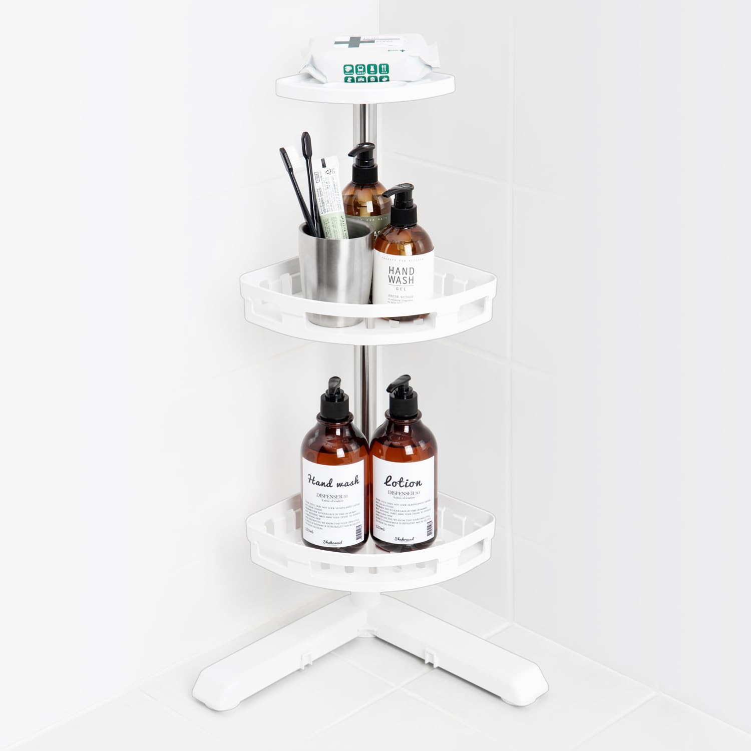 DeHUB Corner Shower Caddy 2 Tier 8 with Soap Dish for Bathroom Shower Sink Countertop Easy Installation No