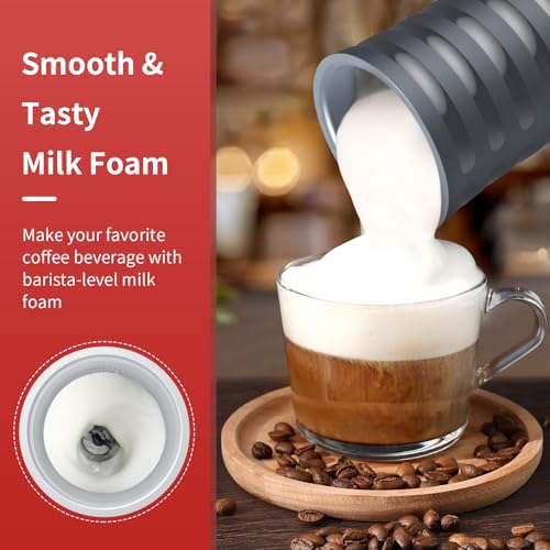 Image of Milk Frother, Paris Rhone 4-in-1 Milk Steamer and Frother, Hot & Cold Foam Milk Warmer with Temperature Control, Auto Shut-Off Frothers for Coffee, Latte, Cappuccino, Macchiato, Grey