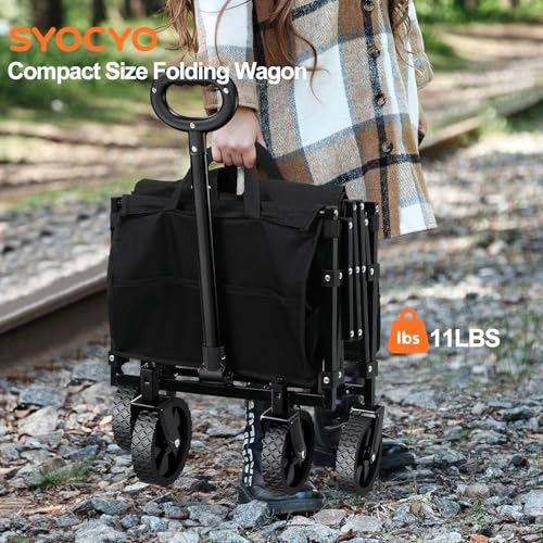 Folding Wagon Cart with 360lbs Weight Capacity for Shopping, Sports, Camping, Beach, and Garden