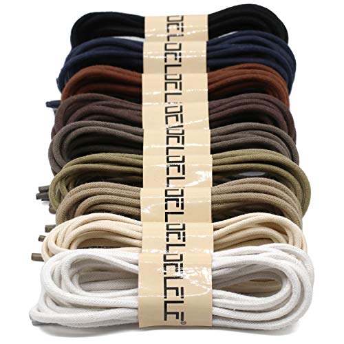 Image of DELELE 2 Pair Super Cotton Round Waxed Shoelaces 1 /8 inchThick Shoe String Boot Laces for Dress Shoes