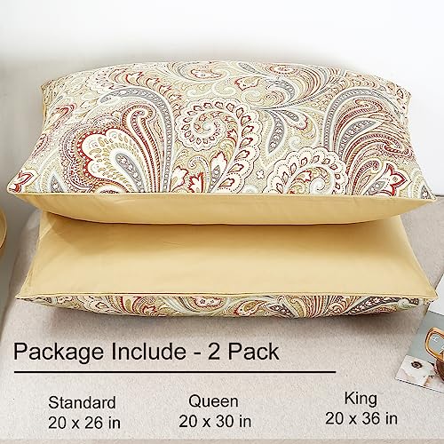 Winlife MK4547 100% Cotton Pillowcases Queen Paisley Printed Pillow Cases Set Of 2 Queen Pillowcase Decorative Pillow Cover thumb #2