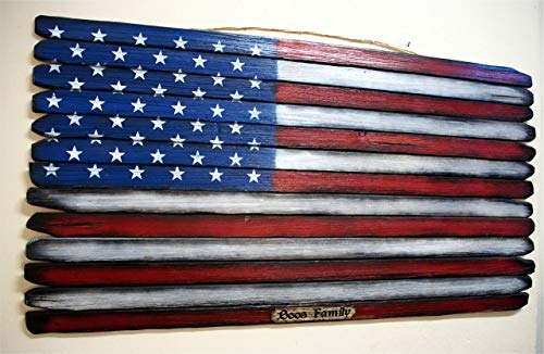 Wooden American Flag Wall Decor Sign, Handmade Of Thirteen Pieces Of Aged Wood, Usa Flag Rustic Wall Art, Living Room Office Bar Man Cave Decoration, Optional Personalized Engraving #TOP6