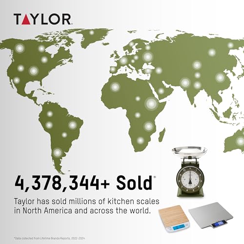 Image of Taylor Analog Kitchen Scale, Stainless Steel Mechanical Food Scale with Removable Bowl, 11 lb Capacity, Large 5-Inch Dial, Battery-Free Design for Baking and Meal Prep