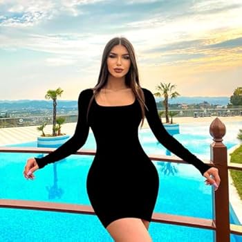 AOWVUTS Lange jurk voor dames, sexy, mouwloos, nauwsluitend, maxi-jurk, elegante jurk met vierkante hals, avondjurken met split, effen, bodycon, cocktailjurk, feest, ceremonie, Zwart, L