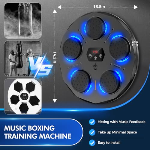 Image of 2025 Music Boxing Machine for Adults and Kids, Smart Bluetooth Boxing Training Equipment with Gloves Wall Mounted, Workout Punching Machine for Home, Gym and Office, Sports Toy Gift for 3-12 Year Old