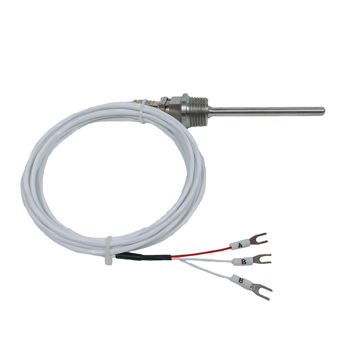 RTD PT100 Temperature Sensors of 3” Length and 1/2”NPT Threads with Telfon Cable & Detachable Connector for Electric Brewery