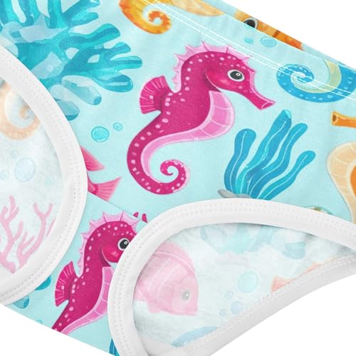 Cotton Toddlers Underwear Floral Cute Seahorse Coral Cute Panties Girl Bright Briefs Underpants 2t4