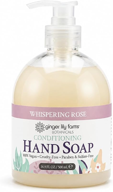Ginger Lily Farms Sabonete líquido para as mãos Botanicals, fragrância Whispering Rose, 500 mL