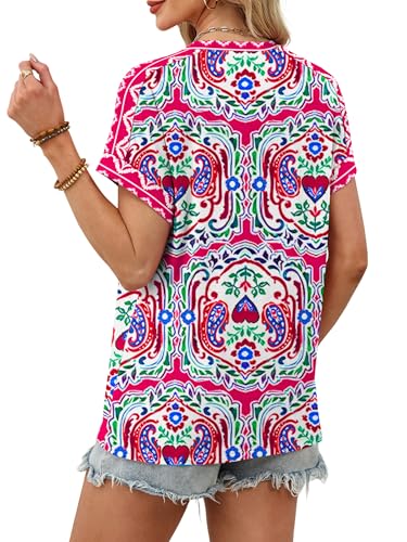 Image of WIHOLL Womens Tops Short Sleeve Shirts Summer Outfits 2026 Spring Dressy Casual Clothes Clothing