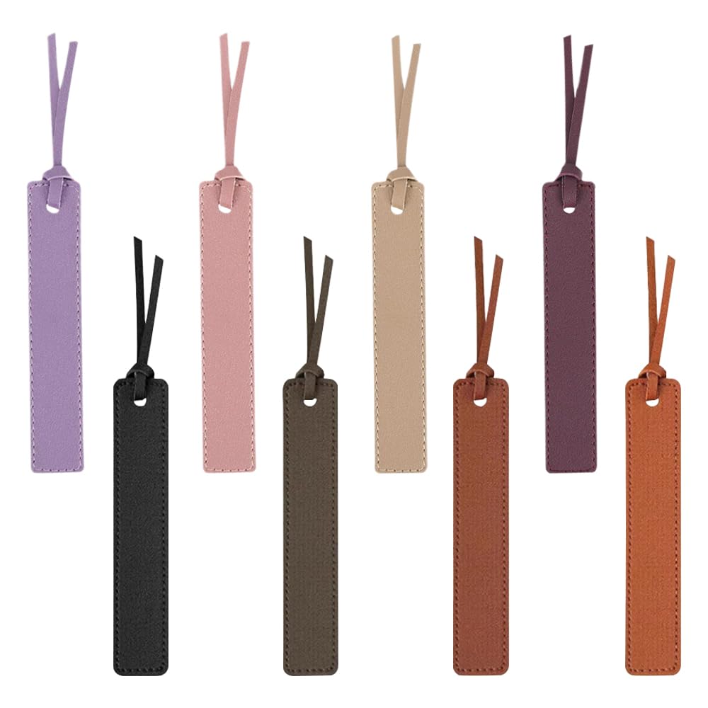 TRKETK 8 Pcs Leather Bookmark Bookmarks with Leather Rope Page Markers Personalized Bookmarks Simple Elegant Book Markers Leather Bookmarks for Men Women Book Lovers Readers Writers Accessories