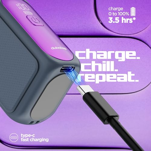 Image of Dubstep Flo Mini Handheld Fan | SPINCORE Technology | 6 Speed Levels | LED Display | USB-C Rechargeable | 104g Portable Cooling Fan for Travel, Home & Outdoor Use (Purple & Grey)