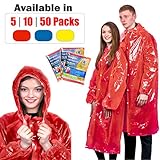 KeepDry! Extra Thick Disposable Emergency Rain Ponchos~ Tear Resistant, Lightweight, 5 Pack