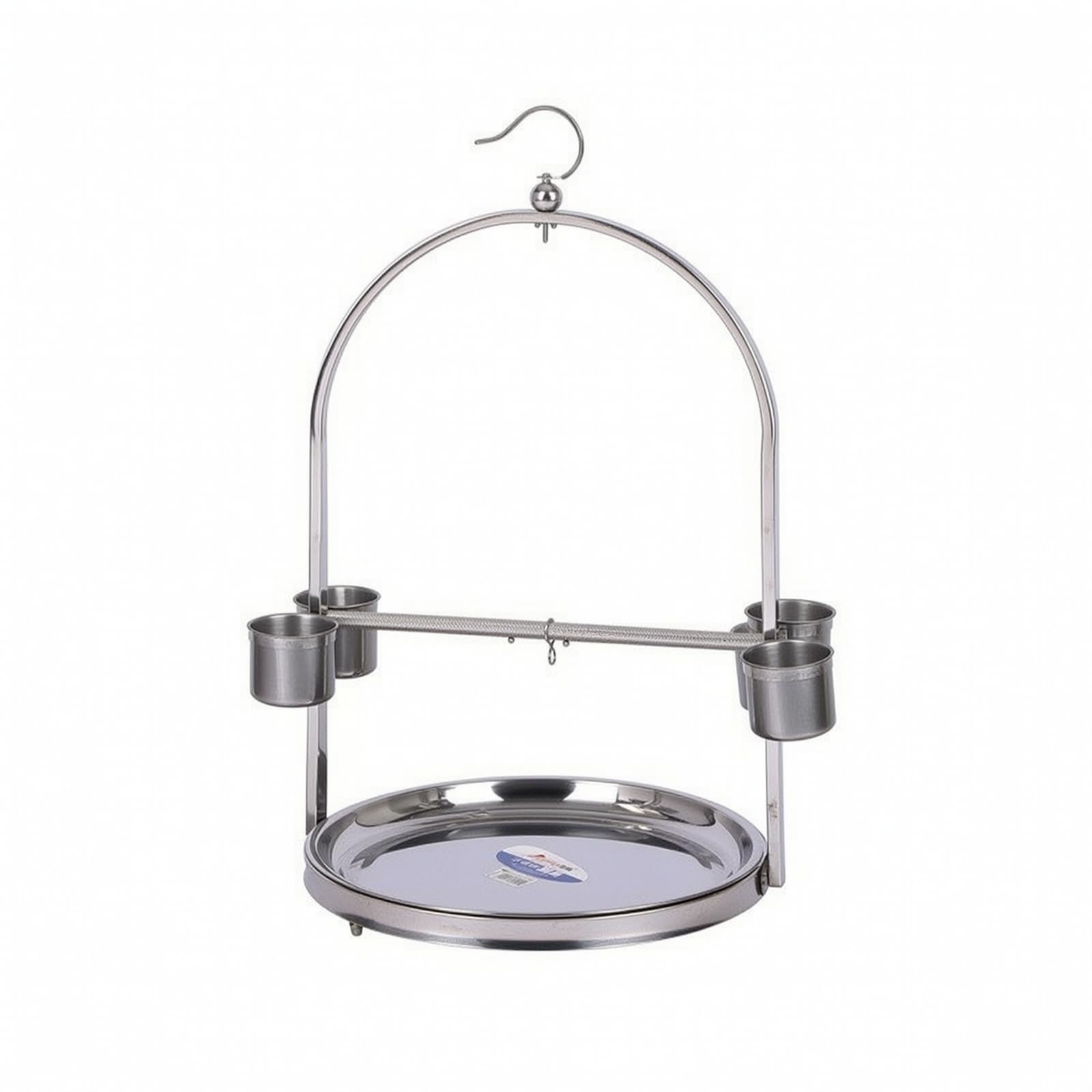 Percha Acero Inoxidable con Banja Resistente Soporte para Pájaros Domésticos, Jaula, Grande 36x60 Cm