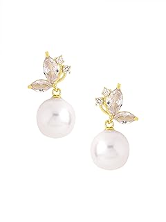 Yellow Chimes Fashion Hoop Women Earrings | Gold Plated White Pearls Hoops Earrings Price In India