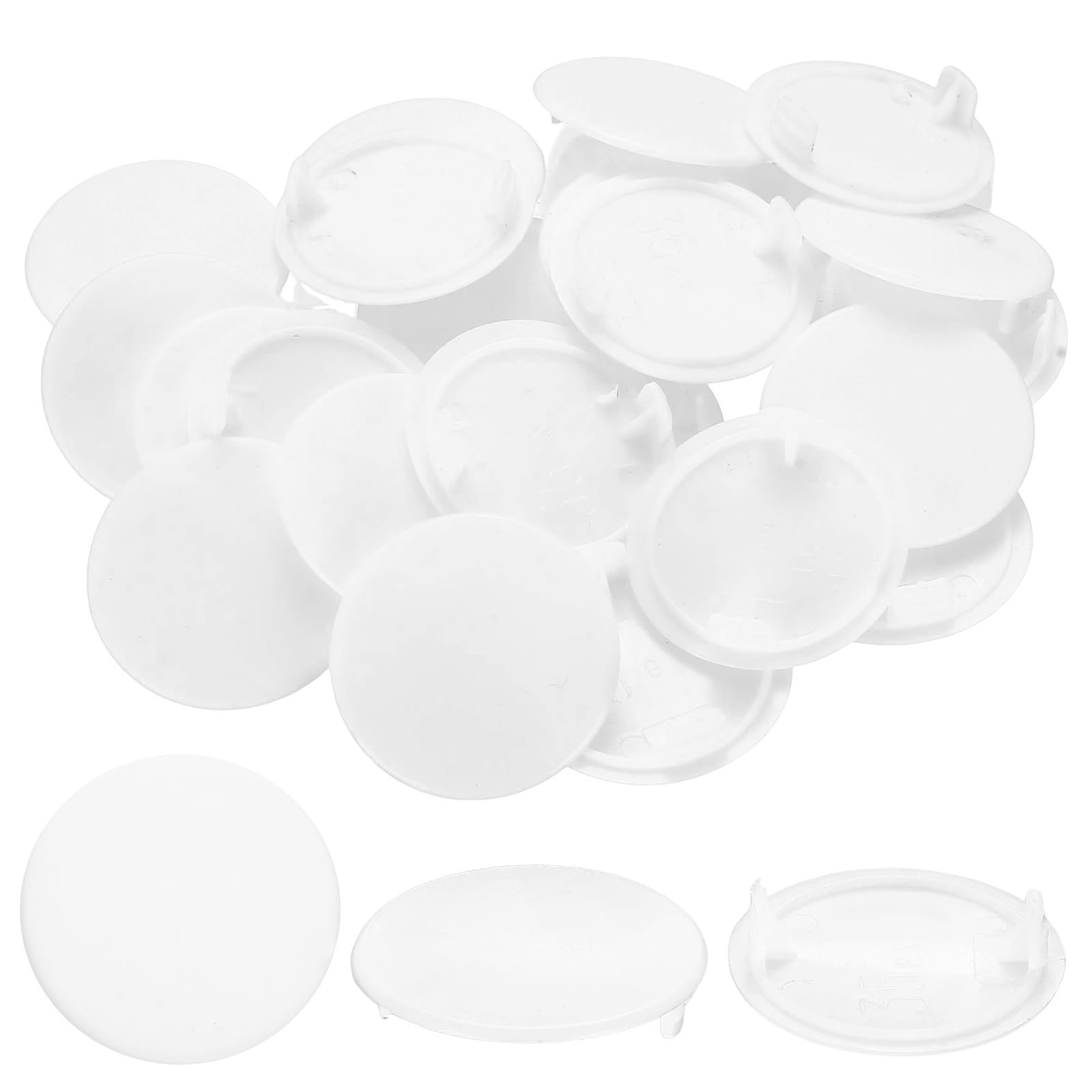 qxayxa 60 Pcs 35 mm Hinge Hole Cover Caps, White Plastic Blanking Plugs
