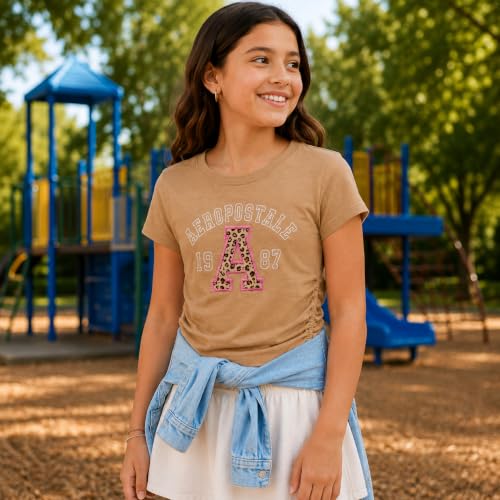 Image of Girls T-Shirts, Soft Cotton Blend Short Sleeve Crewneck Logo Tee (7-16) | Breathable Everyday Feel, Fun Graphic Personality, Pairs with Jeans, Skirts & Leggings for School, Play & Weekends