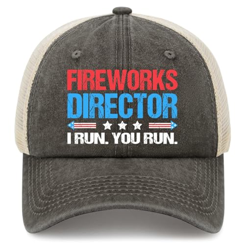 Image of Fireworks Director I Run You Run Golf hat Trucker Cap Marine Blue Mens Hats and caps Gifts for Mom Cool Cap
